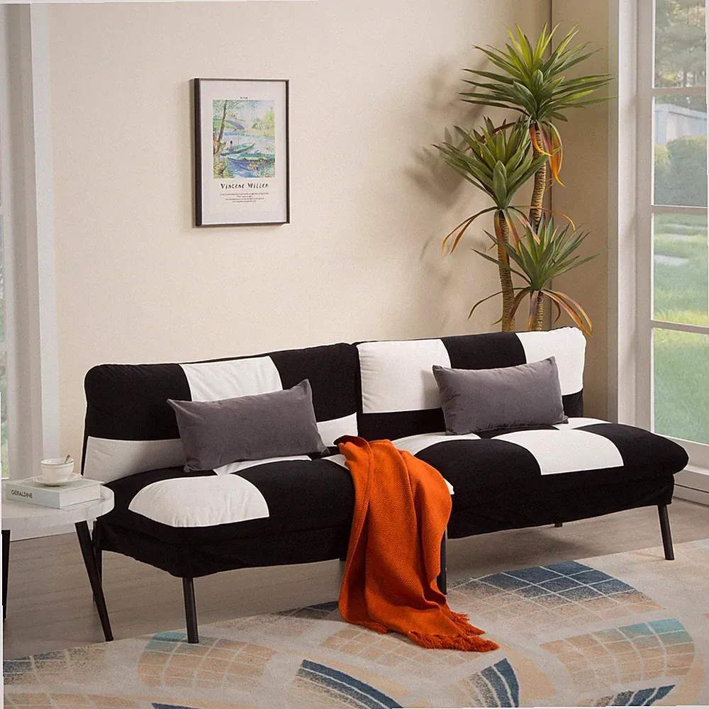 70in Velvet Futon Sofa Bed Twin Split Back 5 Position Adjustable Sleeper Couch