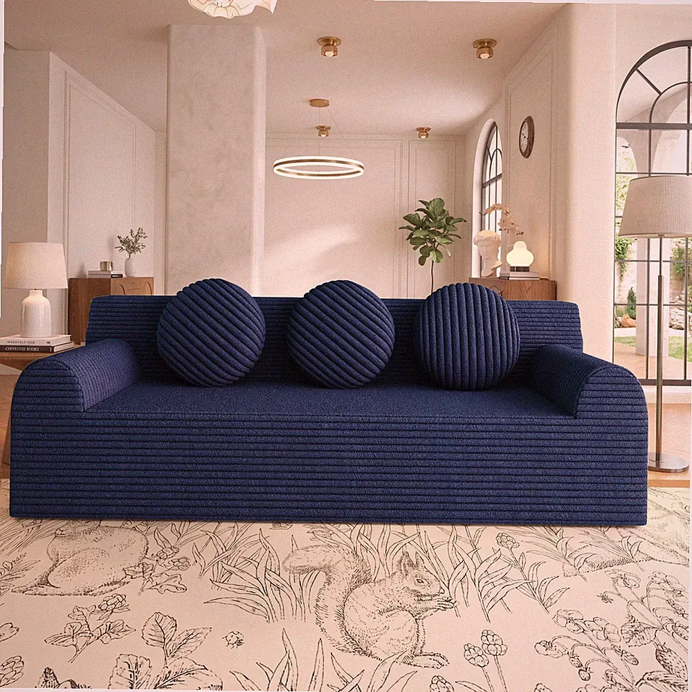 71" 3Setaser Sofa,Corduroy Fabric,Deep Seat Couches,Comfy Loveseat Sofa,No As