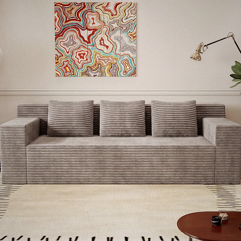 71" 3Setaser Sofa,Corduroy Fabric,Deep Seat Couches,Comfy Loveseat Sofa,No As