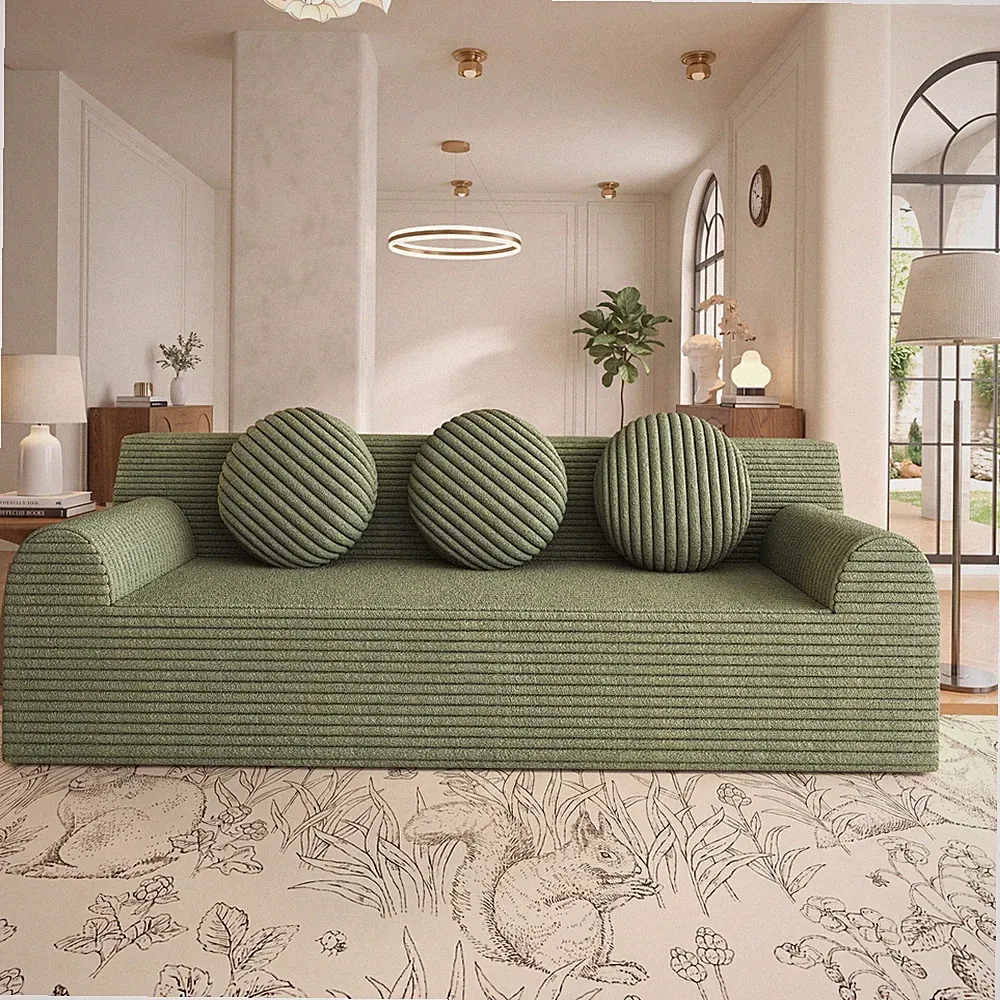 71" 3Setaser Sofa,Corduroy Fabric,Deep Seat Couches,Comfy Loveseat Sofa,No Ass
