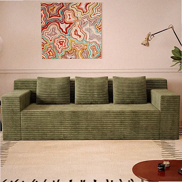 71" 3Setaser Sofa,Corduroy Fabric,Deep Seat Couches,Comfy Loveseat Sofa,No Asse