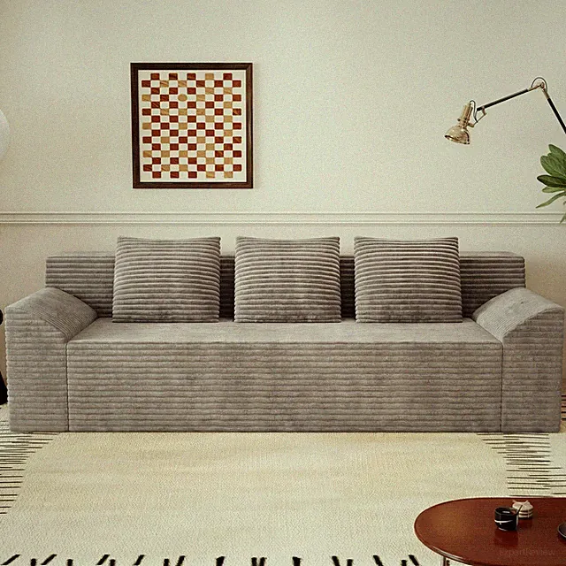 71" 3Setaser Sofa,Corduroy Fabric,Deep Seat Couches,Comfy Loveseat Sofa,No Assem