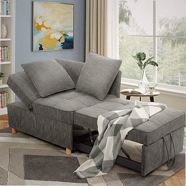 71" 4 in 1 Convertible Sleeper Sofa Bed Pull Out Sofa Bed Couch w/2 Throw Pillow