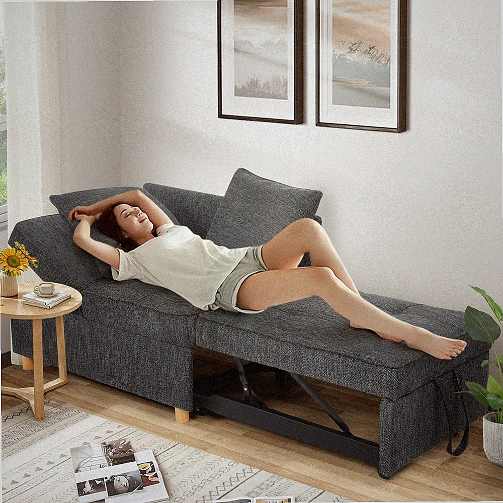71" 4 in 1 Convertible Sleeper Sofa Bed Single Recliner Pull Out Sofa Bed Couch