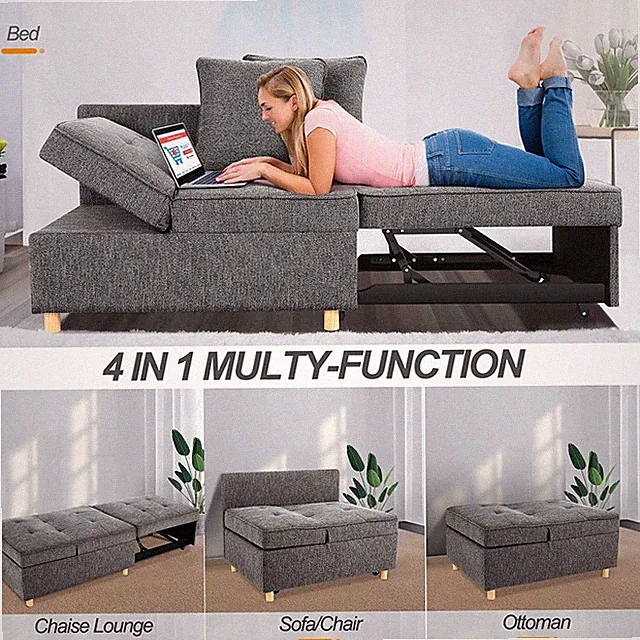 71" Convertible Sofa Bed with 5 Adjustable Backrest Loveseat for Small Spaces US