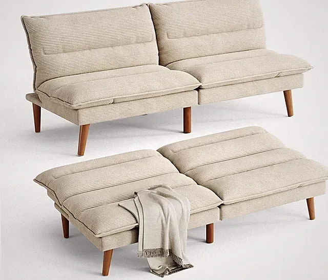 71 Inch Futon Sofa Bed Corduroy Futon Couch with Adjustable Backrest