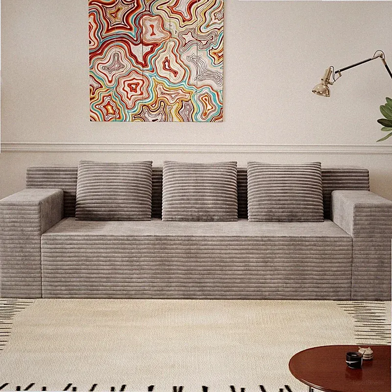 71 Inch L Shaped Modular Sectional Sofa Corduroy Fabric No Assembly Camel