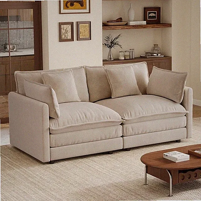 71" Modern Upholstered Large Loveseat Sofa Deep Seat W/4 Pillows for Living Room