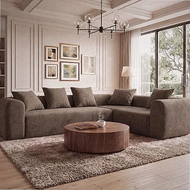 71" Pebble Modular Chaise Sofa - Deep Seat, No Assembly, Dark Grey