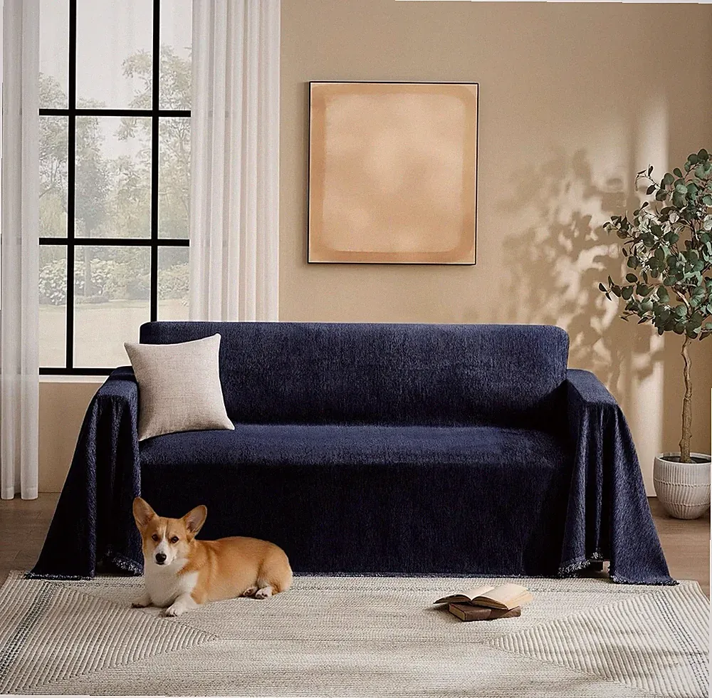 71" x 134" Maymiss Chenille Couch Cover Blanket, Sectional Sofa Covers Washable