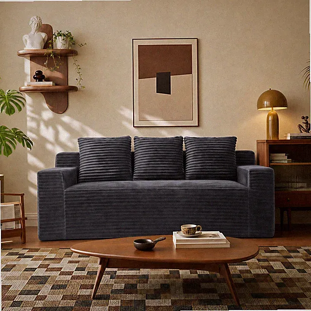 72.2" 3Setaser Sofa,Corduroy Fabric,Deep Seat Couches,Comfy Loveseat Sofa,No Ass