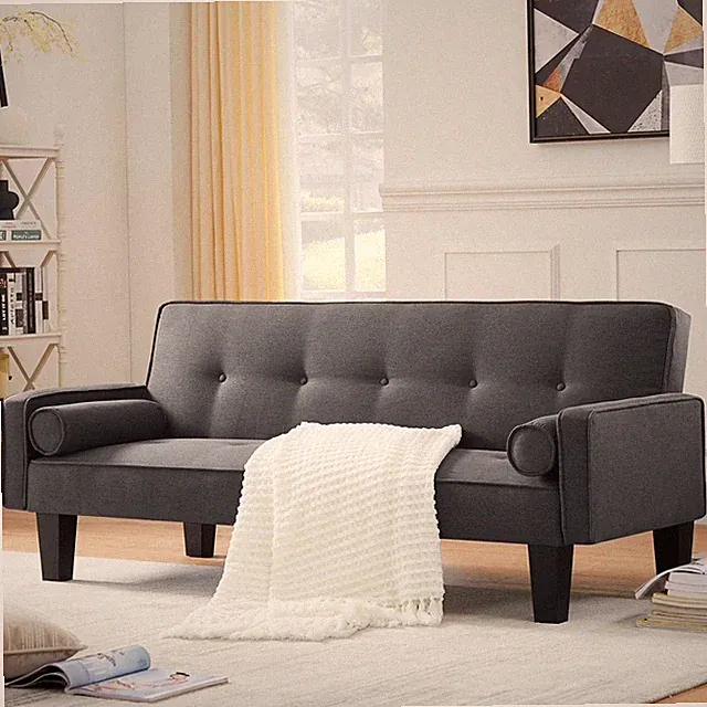 72" Convertible Loveseat Sofa Bed Sleeper Daybed Modern Upholstered Folding Gray