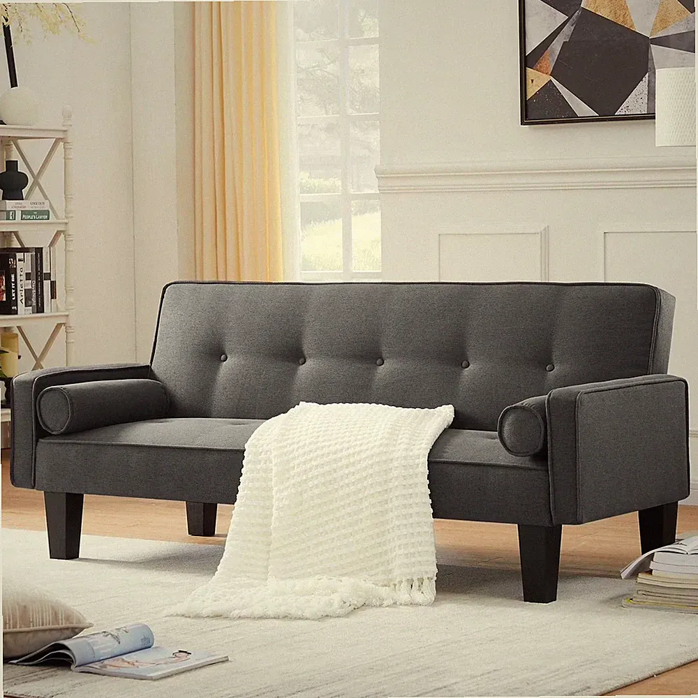 72" Convertible Loveseat Sofa Bed Sleeper Daybed Modern Upholstered Folding Gray