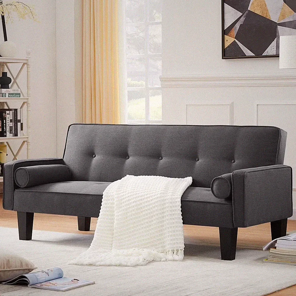 72" Convertible Loveseat Sofa Bed Sleeper Daybed Modern Upholstered Folding Gray