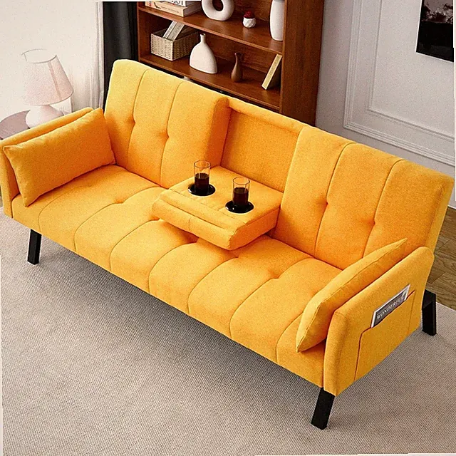 72" Convertible Sleeper Sofa Bed with Cup Holder 2 Seater Reclining Sofa Couch