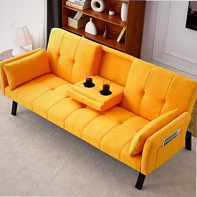 72" Convertible Sleeper Sofa Bed with Cup Holder 2 Seater Reclining Sofa Couch