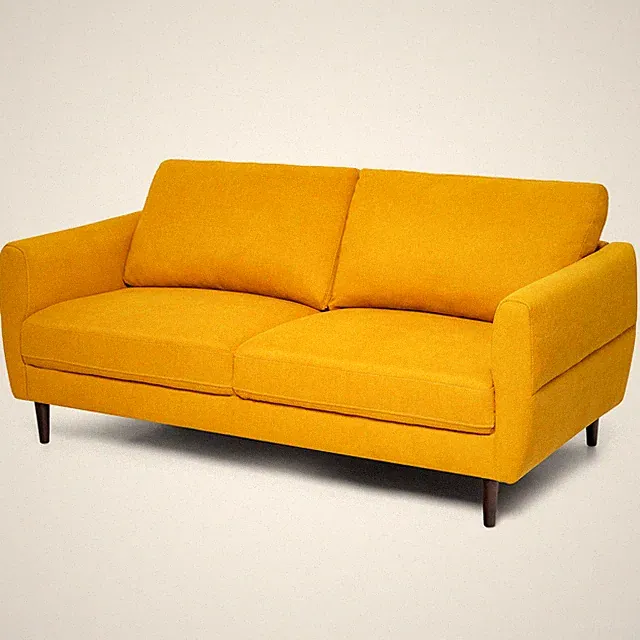 72" Fabric Sofa Couch Living Room Small Apartment Furniture w/ Wood Legs Yellow
