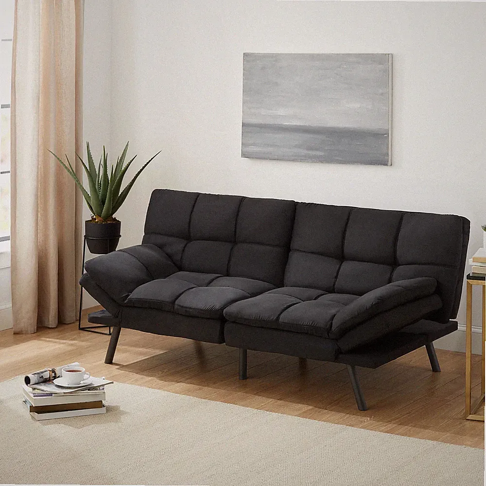 72" Memory Foam Futon Sofa Bed,Black