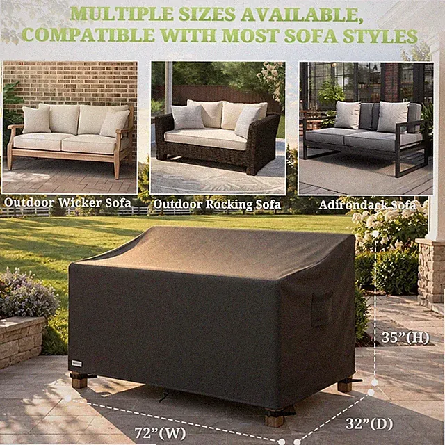 72"x32"x35" Outdoor Sofa Cover 900D Waterproof UV Protection with Buckles