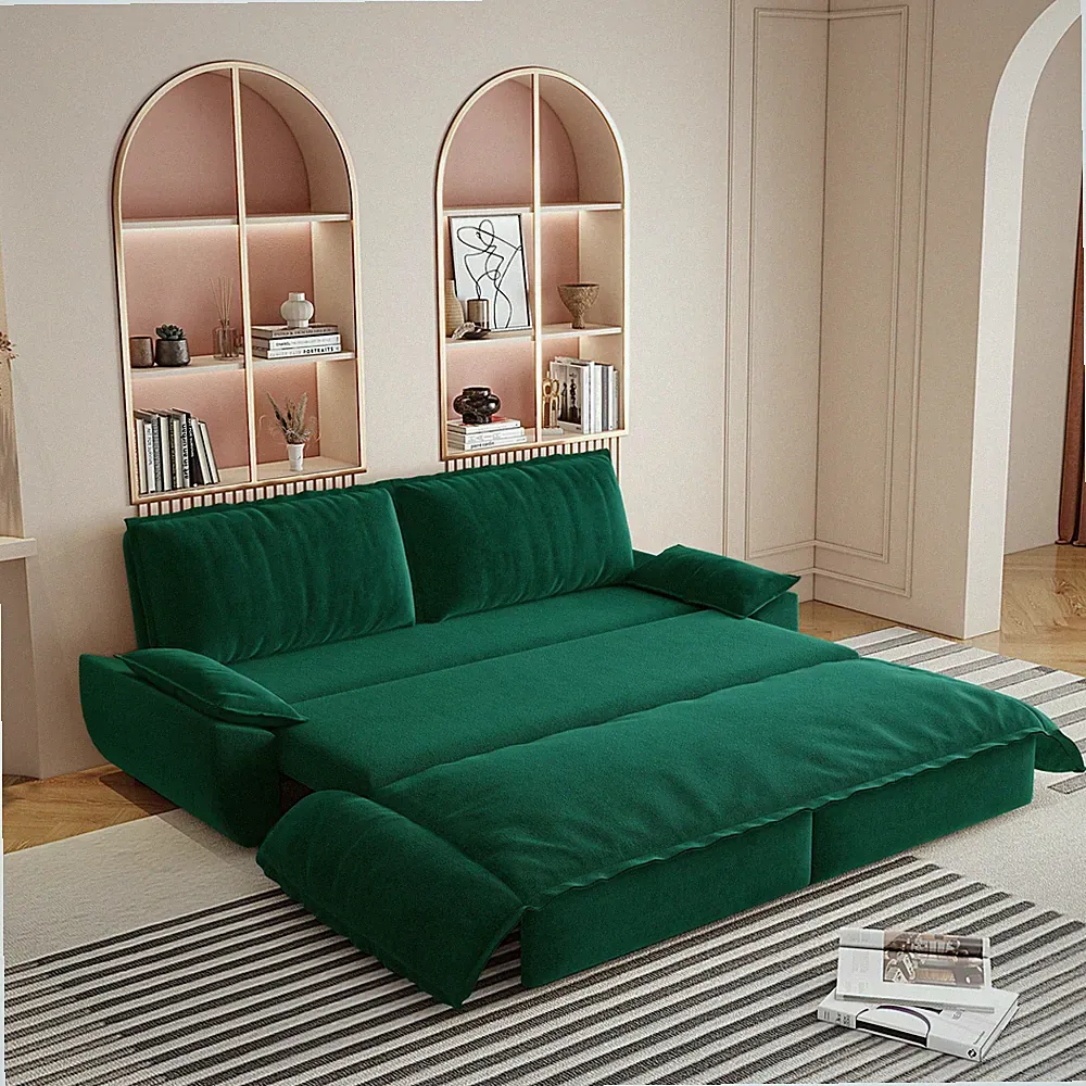 73.2" Queen Pull Out Sofa Bed,3-in-1 Convertible Sleeper Sofa,Velvet Loveseat