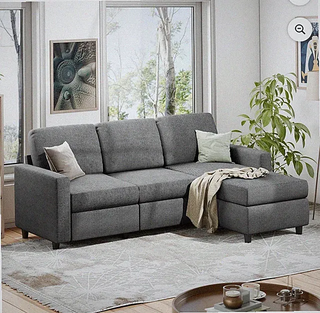 73.6” Convertible Sectional Sofa Couch, L Shaped Couch Movable Ottoman Dark Gray