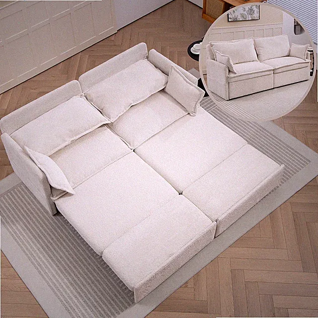73.6" Ergonomic 3-in-1 Sofa Bed - Supportive Corduroy Convertible Sleeper, L-Sh