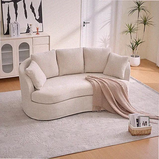 73.82" Wide Curved Sofa, Modern Luxury Plush Chenille Extra-Deep Seat, 4 Remova