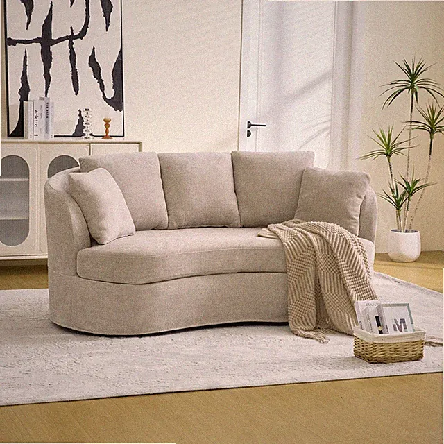 73.82" Wide Curved Sofa, Modern Luxury Plush Chenille Extra-Deep Seat, 5 Remov
