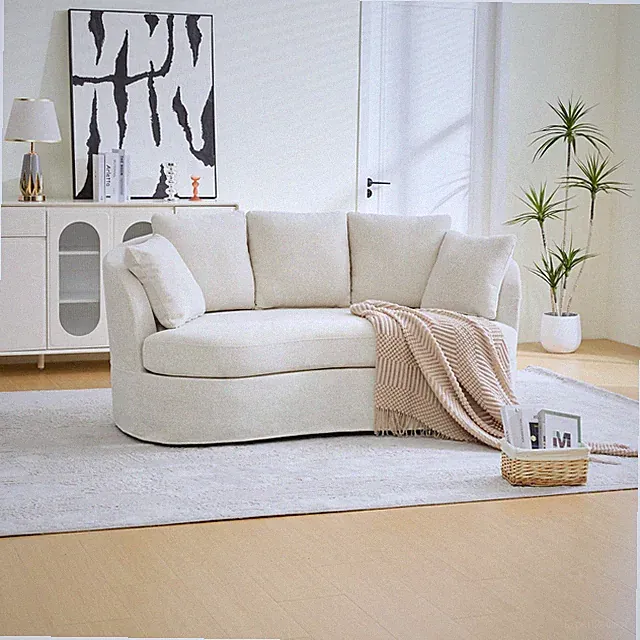 73.82" Wide Curved Sofa, Modern Luxury Plush Chenille Extra-Deep Seat, 5 Remova