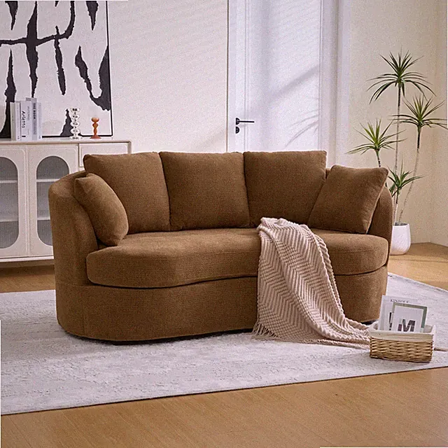 73.82" Wide Curved Sofa, Modern Luxury Plush Chenille Extra-Deep Seat, 5 Removab