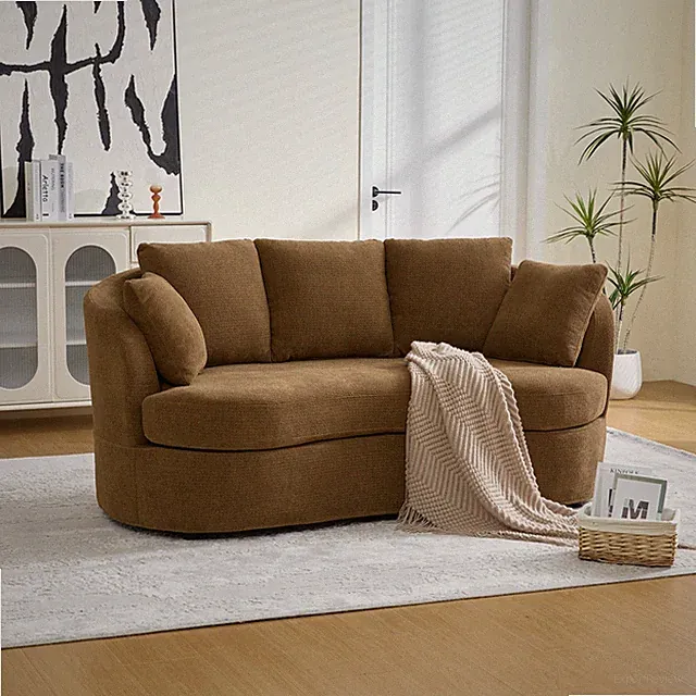 73.82" Wide Curved Sofa, Modern Luxury Plush Chenille Extra-Deep Seat, 5 Removab