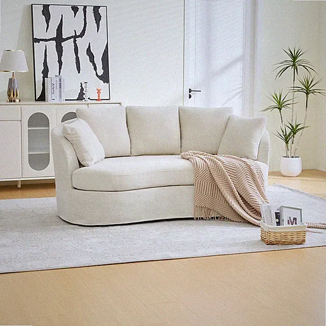 73.82" Wide Curved Sofa,Modern Luxury Plush Chenille Extra-Deep Seat,5 Removabl
