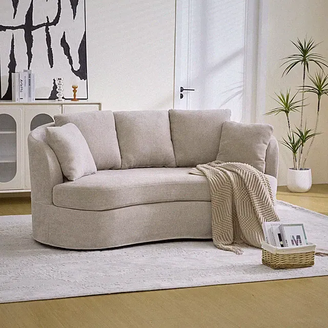 73.82" Wide Curved Sofa,Modern Luxury Plush Chenille Extra-Deep Seat,5 Removable