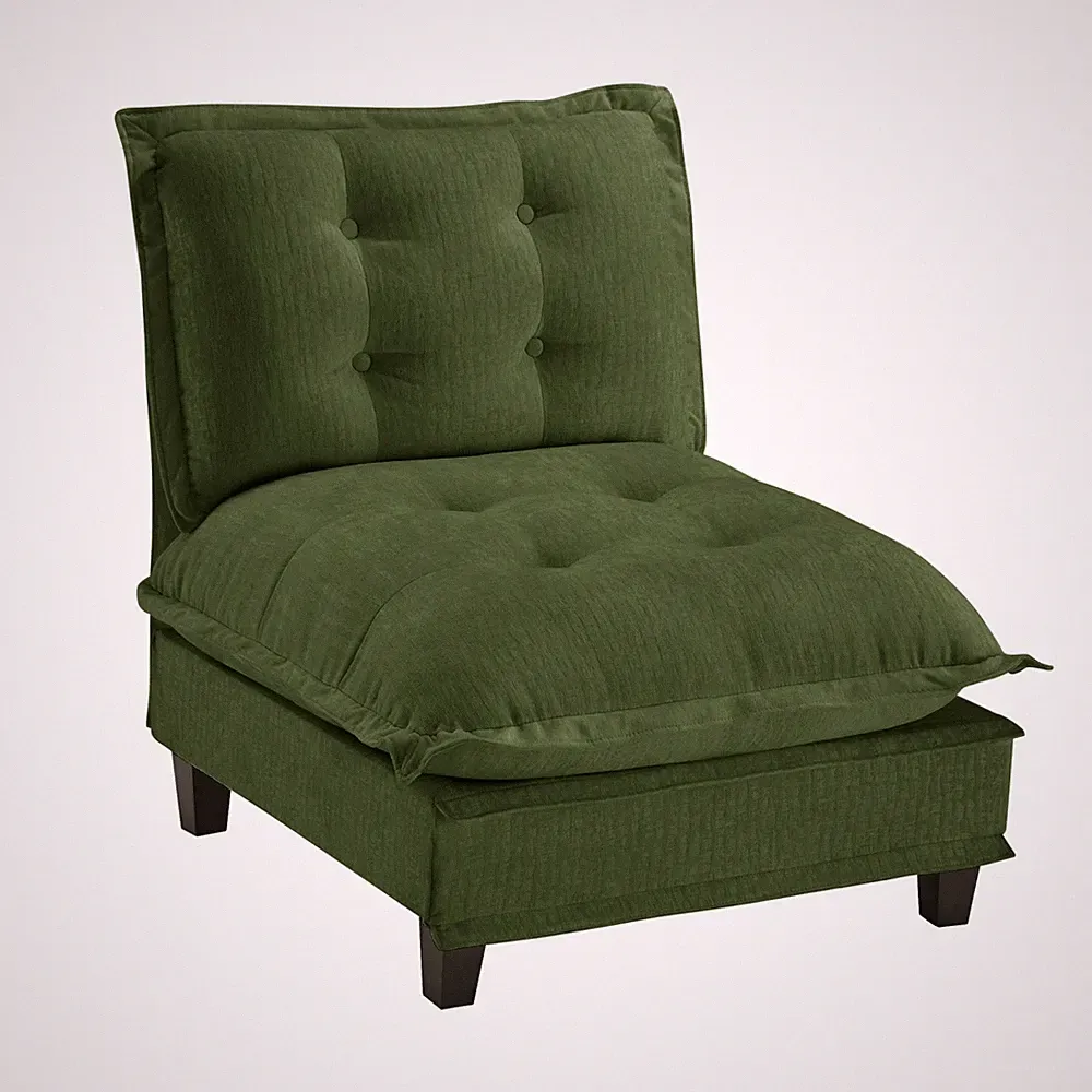 73" Armless Sofa Chenille Green Modular Sectional