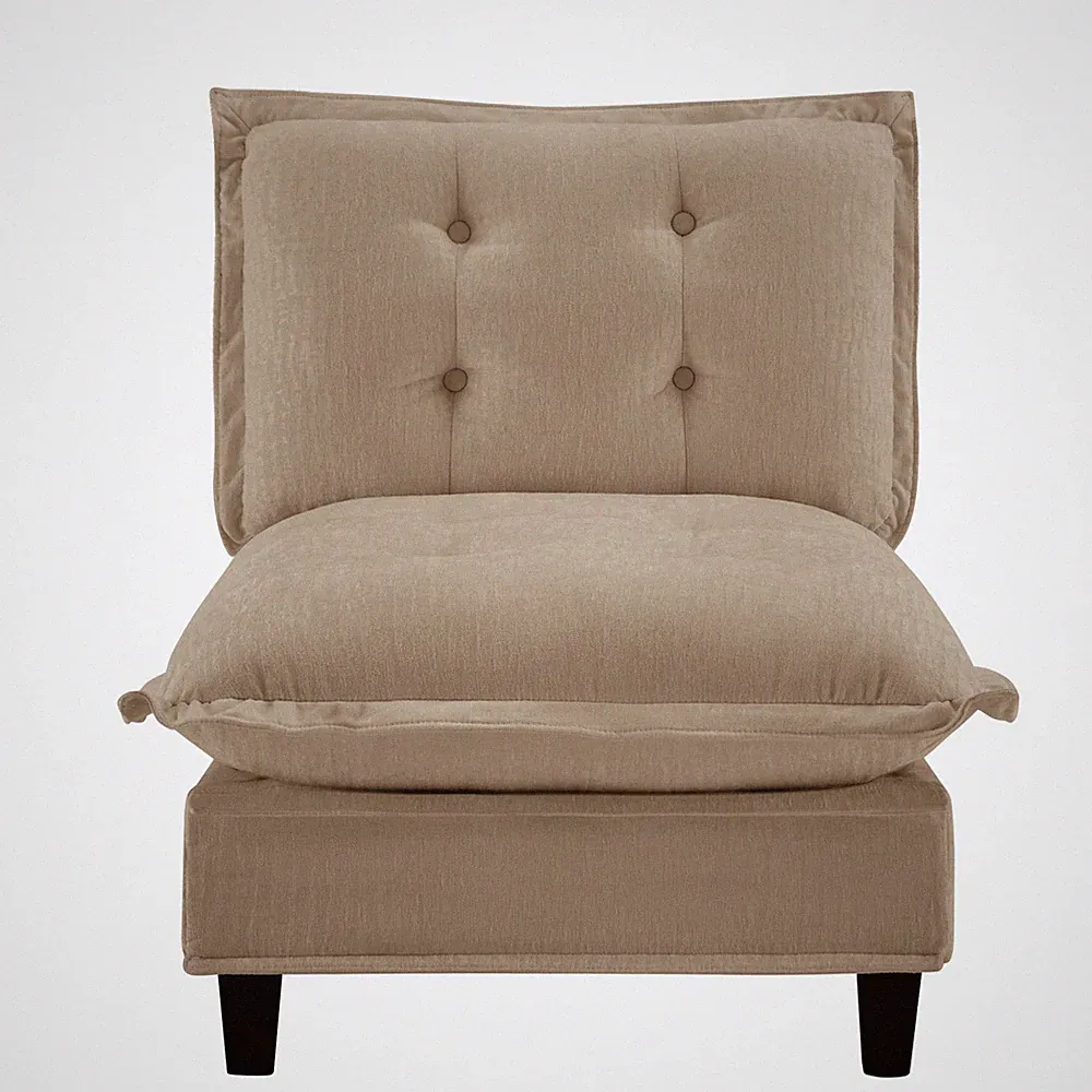 73" Armless Sofa Chenille Light Brown Modular Sectional
