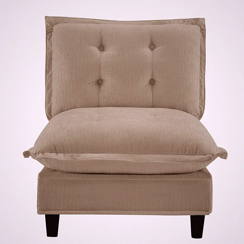73" Armless Sofa Chenille Light Brown Modular Sectional