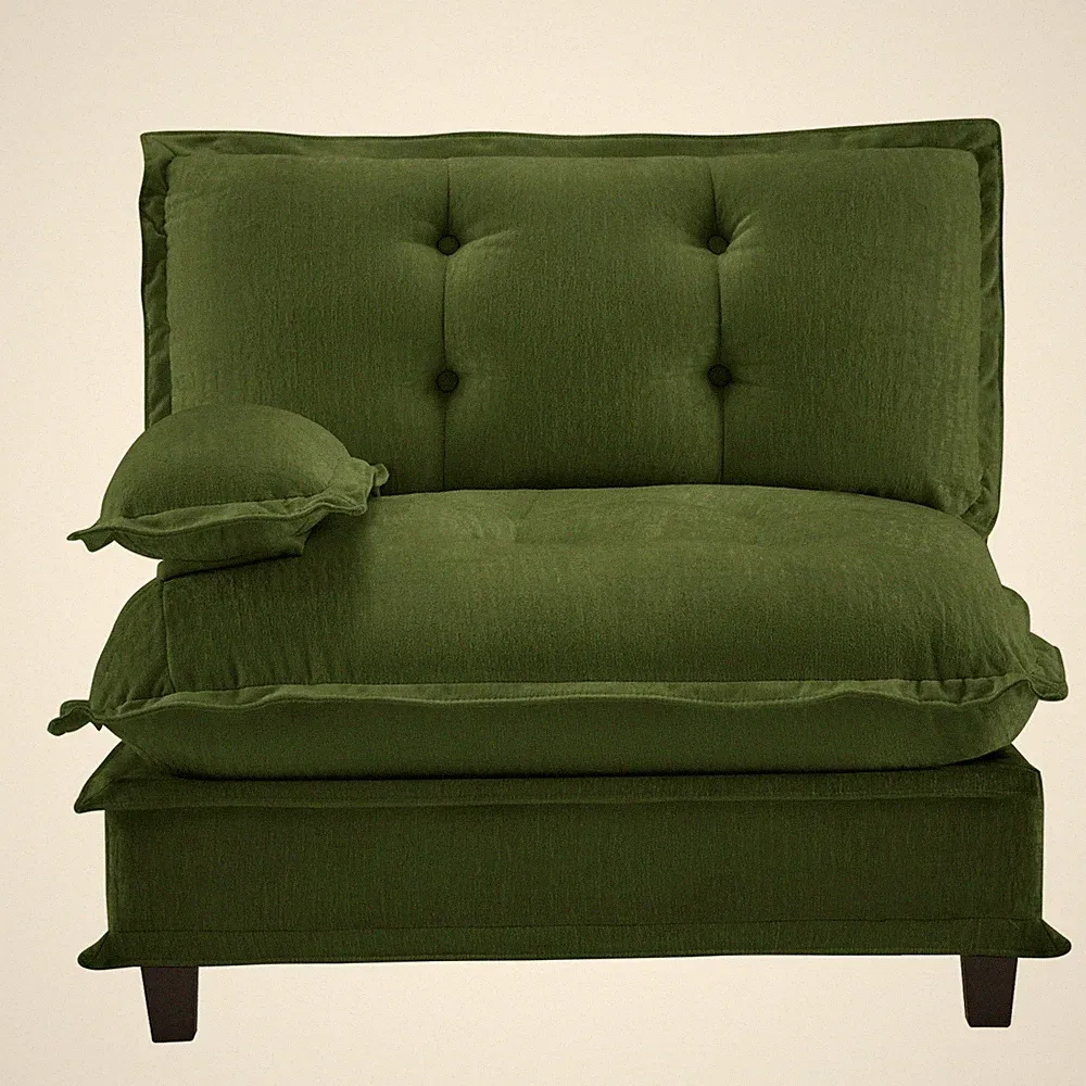 73" L-Shaped Chenille Sofa, Green, Modular Sectional