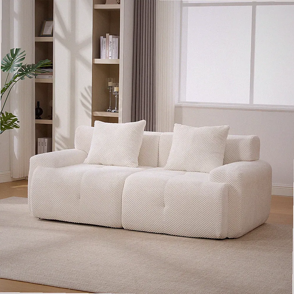 73" Modern Modular Sectional Sofa Loveseat 2 Seater Tufted Ivory