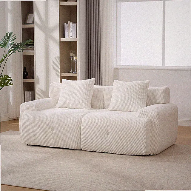 73" Modular Sectional Sofa Loveseat Cloud Tufted Ivory