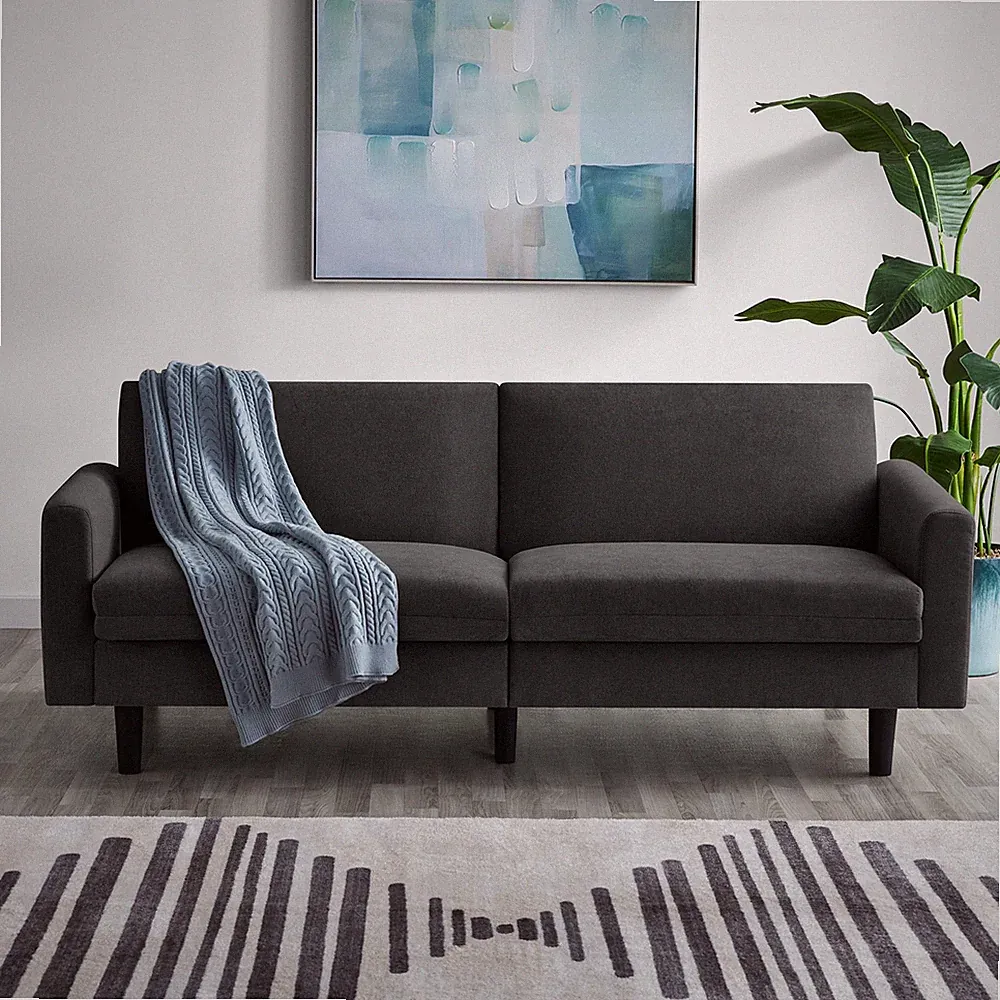 73" Storage Futon Charcoal Convertible Sofa Bed Sleeper for Living Room