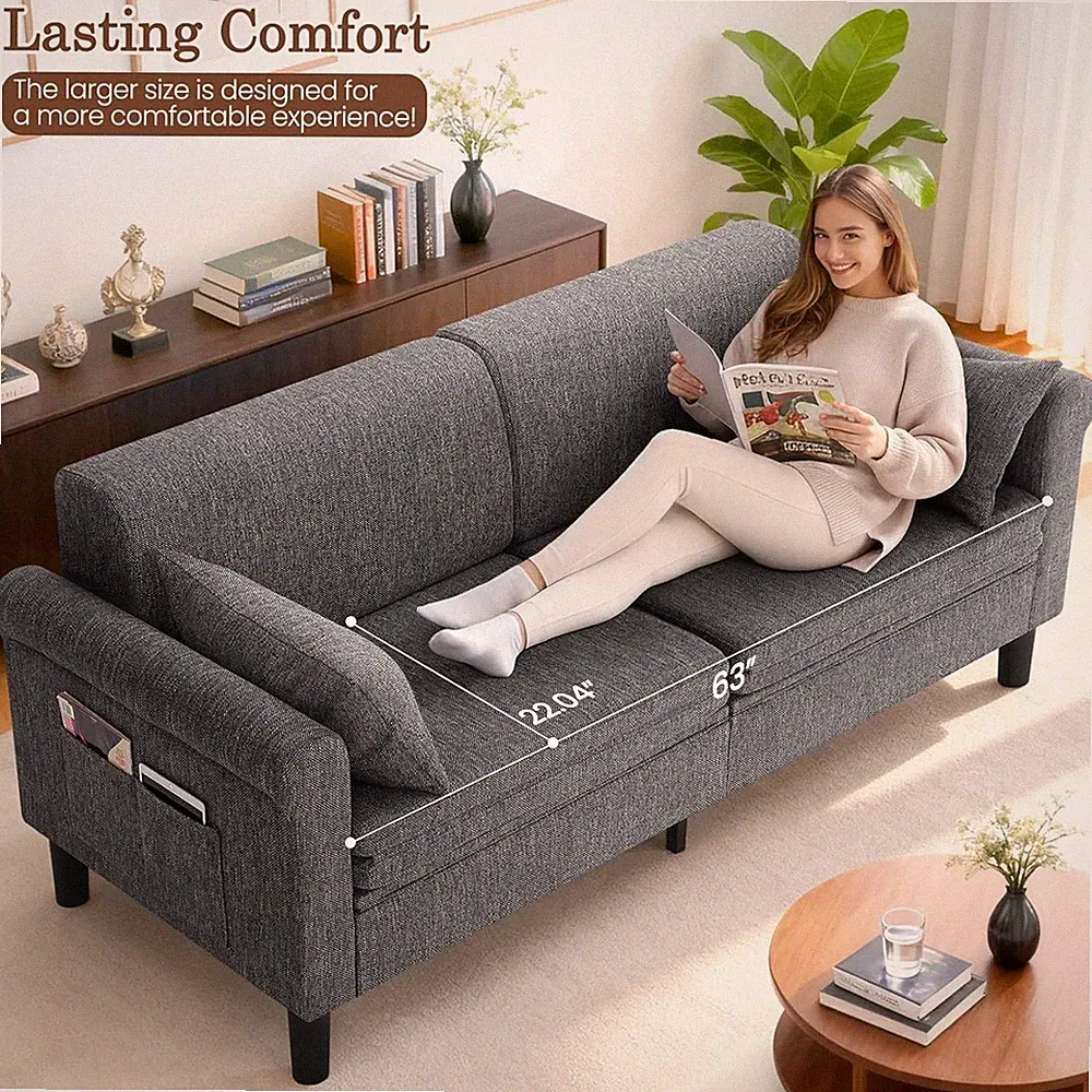 74" 5 in 1 Convertible Sleeper Sofa Bed, Pull Out Loveseat Couch with 2 Pillows