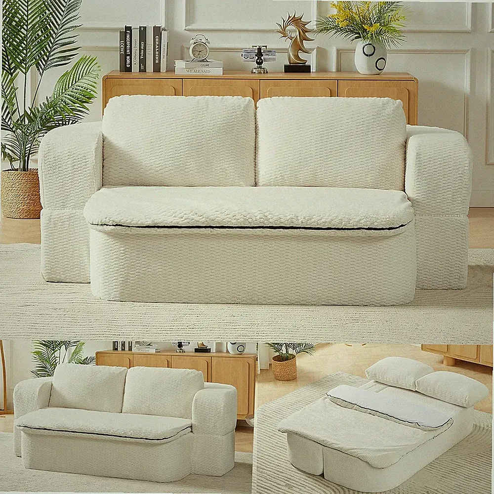 74.8” Convertible Futon Sofa Bed Queen Sleeper Sofa Folding Loveseat