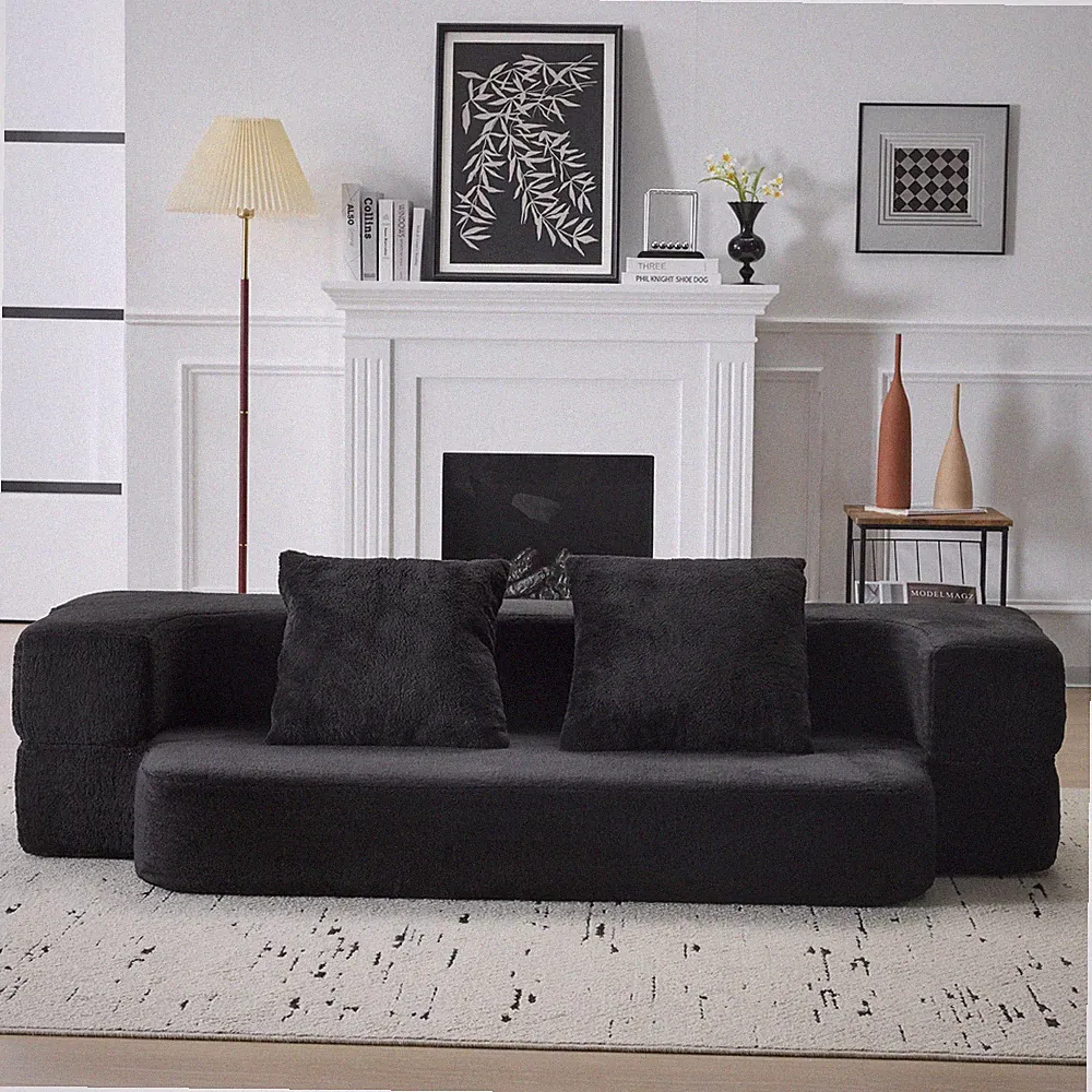 74.81" 2-in-1 Folding Sofa Bed,Modern Plush Lazy Sofa,High Elastic Sponge Conve