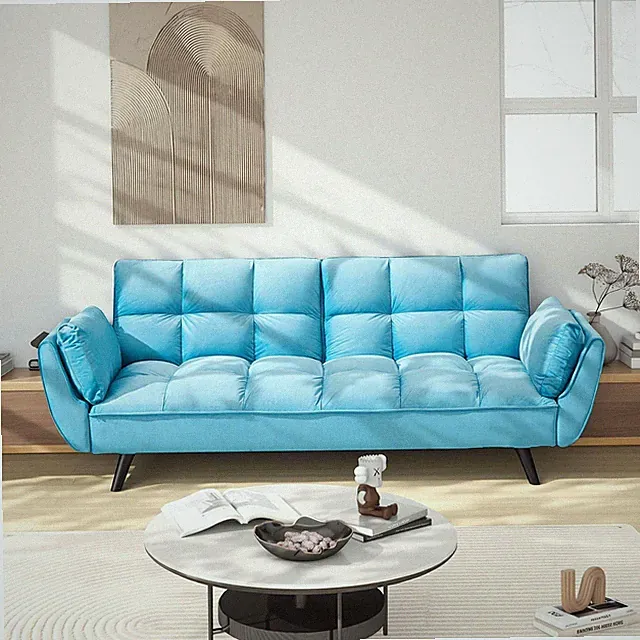 74 "blue sofa Soft two armrests throw pillow pillow comfortable fit apartment be