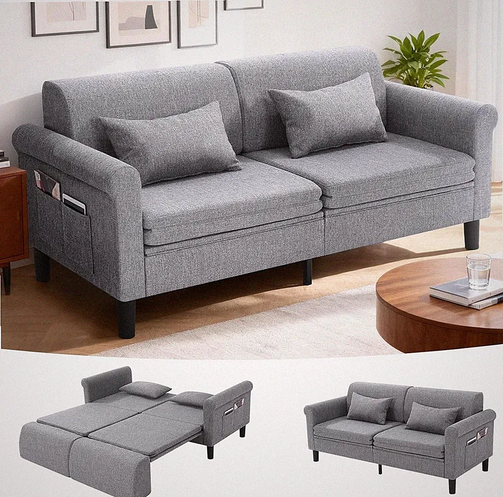 74" Convertible Sofa Bed 5-in-1 Loveseat Sleeper Sofas with Pull Out Couch Bed