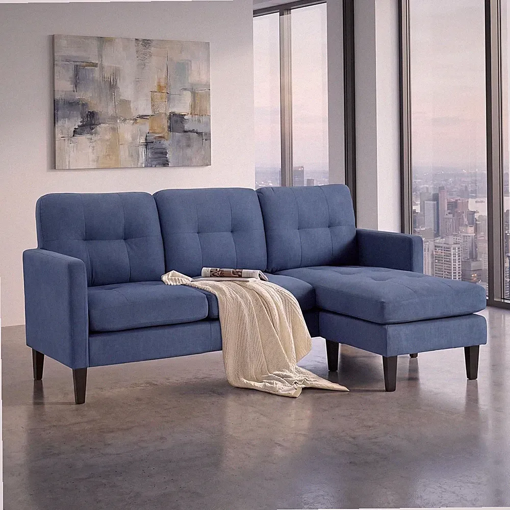 74'' L Shaped Small Couch with Chaise Lounge Sectional Couch with Movable