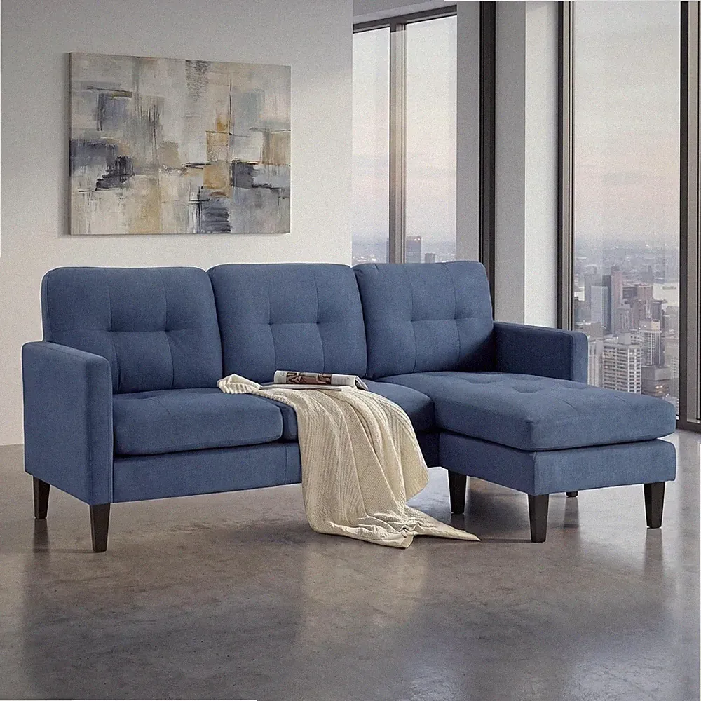 74'' L Shaped Small Couch with Chaise Lounge Sectional Couch with Movable