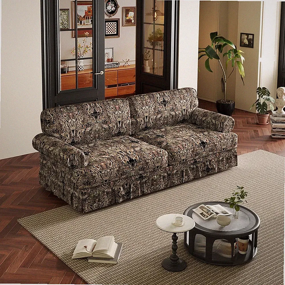 74'' Mid Century Sofa Comfy Chenille Cloud Sectional Couch With Rolled Arm