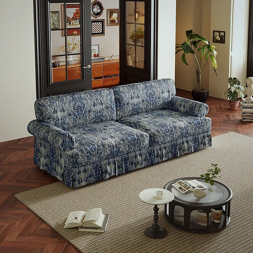 74'' Mid Century Sofa Comfy Chenille Cloud Sectional Couch With Rolled Arm