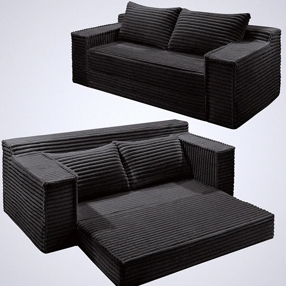 75" 2-in-1 Convertible Sofa Bed Folding Couch Bed with 2 Pillows Pull Out Couch